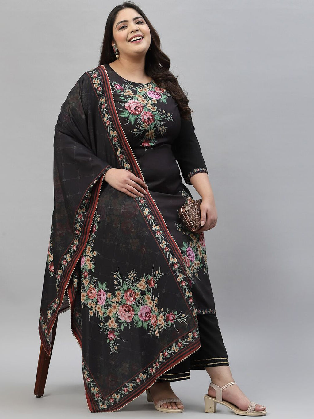 Sztori Floral Printed Regular Kurta With Palazzos & Dupatta