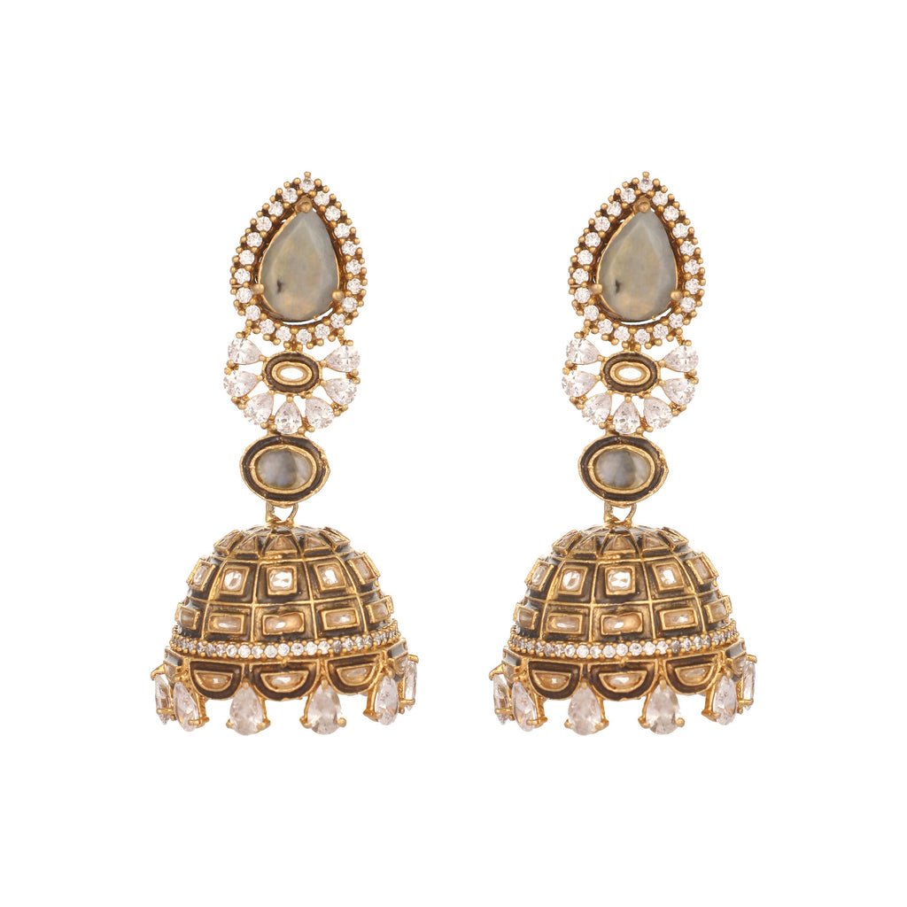 Nuyug 22K Gold Plated Aureate Swirl Jhumki Earrings