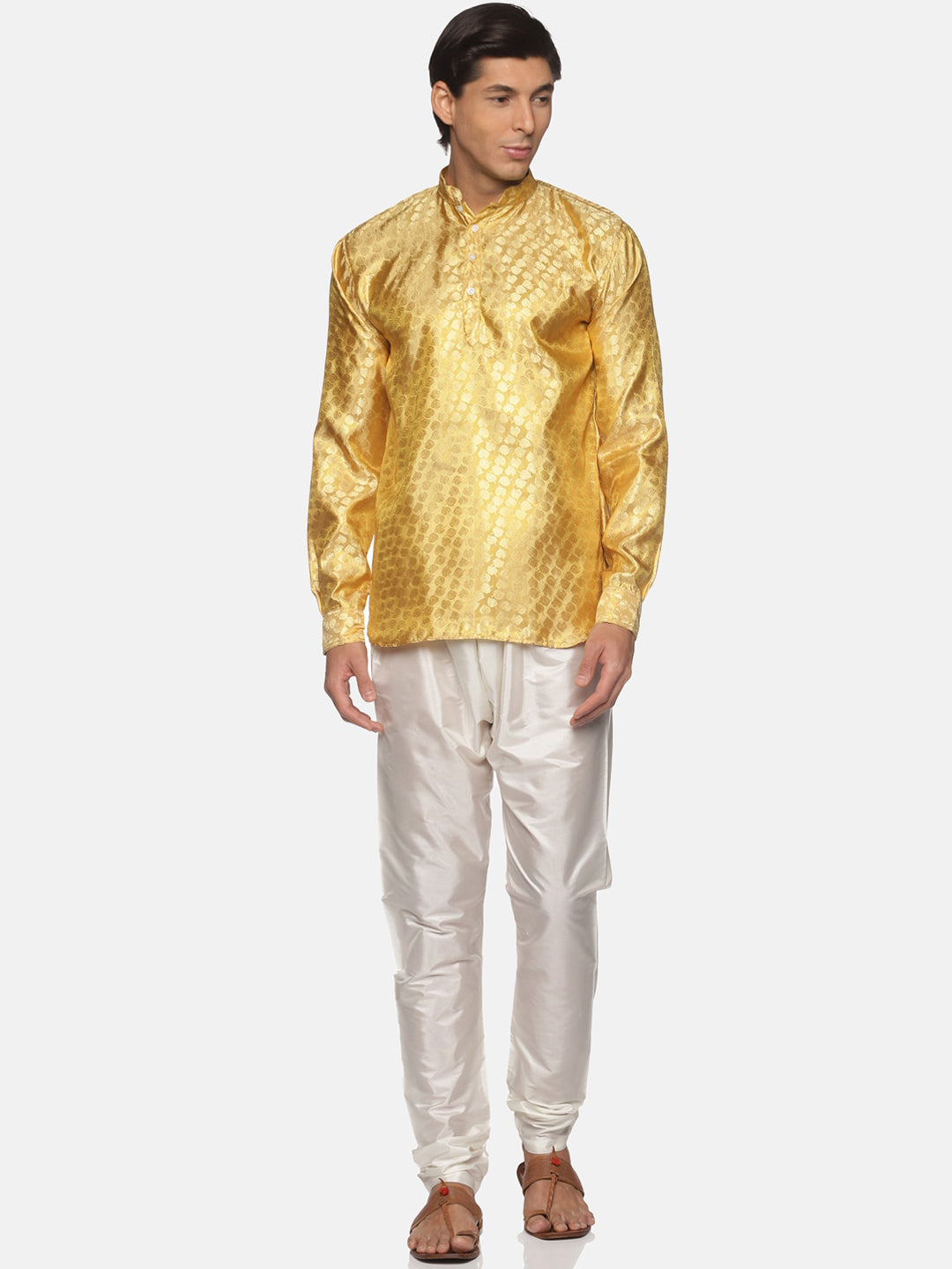 Sethukrishna Men Gold-Toned Kurta with Pyjamas