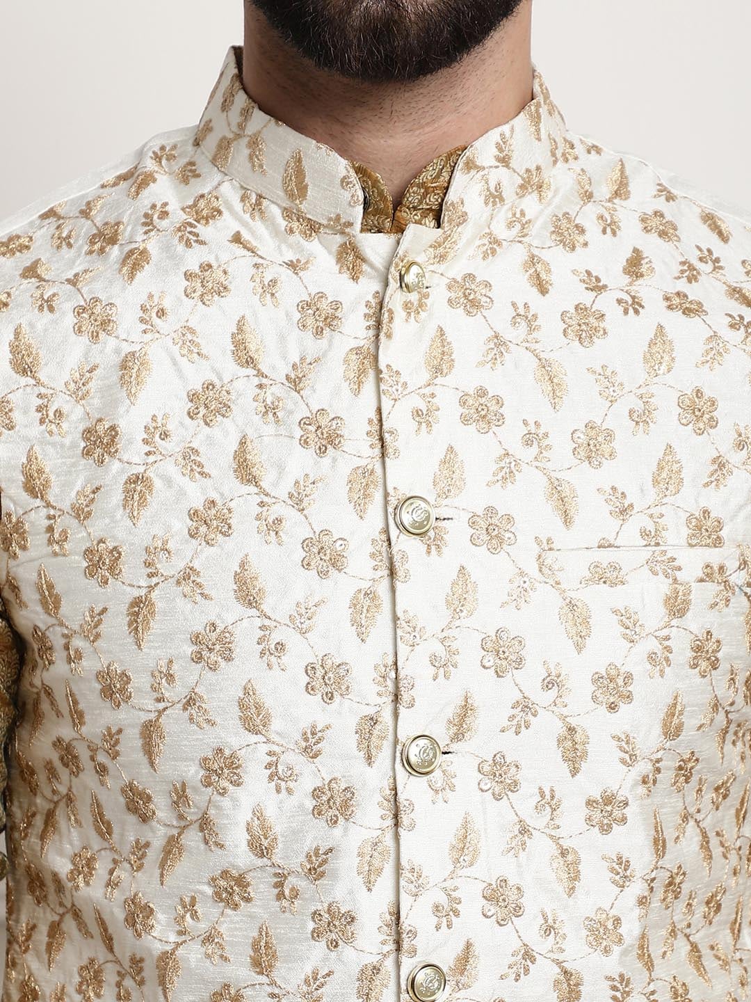 Sojanya Ethnic Motifs Regular Kurta With Churidar & With Nehru Jacket