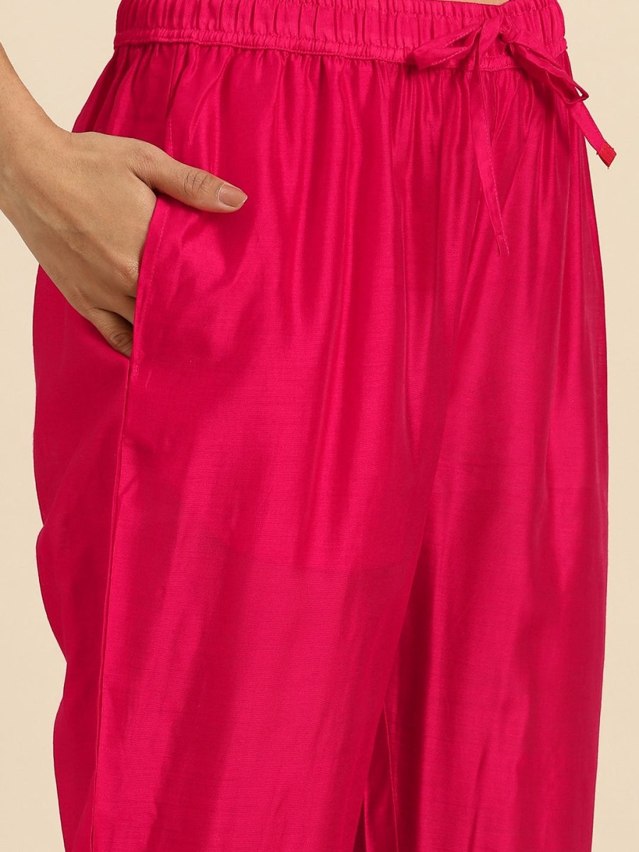 All About You Ethnic Motifs Embroidered Chanderi Silk Kurta with Trousers & With Dupatta