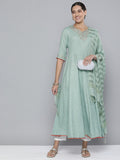 HERE&NOW Women Embroidered Ethnic Motifs Yoke Design Anarkali Kurta