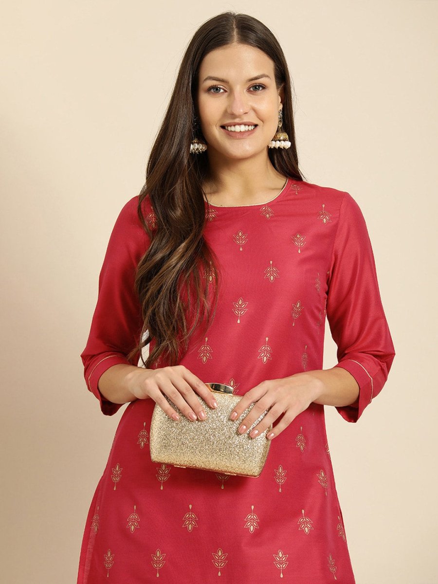 All About You Women Red Ethnic Motifs Kurta with Trousers