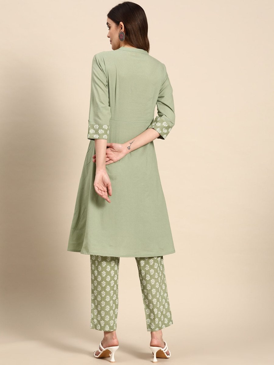 All About You Women Pure Cotton Ethnic Motifs Printed Kurta with Trousers