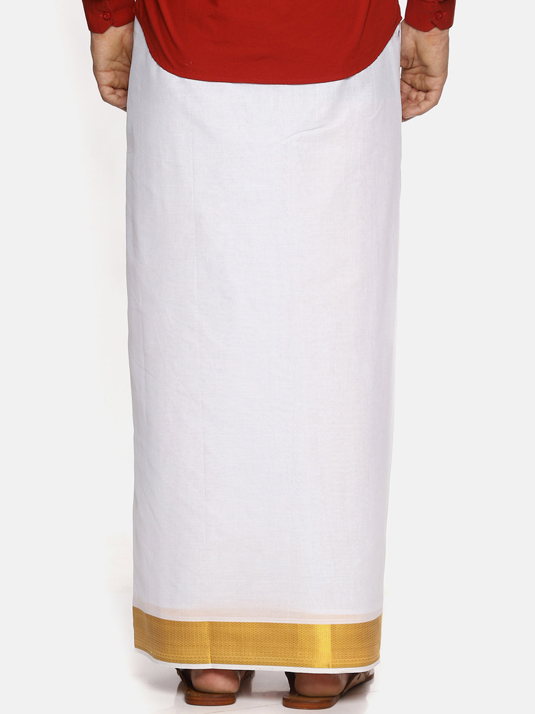 Sethukrishna Men White Solid Double Layer Readymade Dhoti
