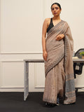 Tikhi Imli Brown Printed Woven Design Saree