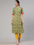 Aks Floral Printed Regular Pure Cotton Kurta With Trousers