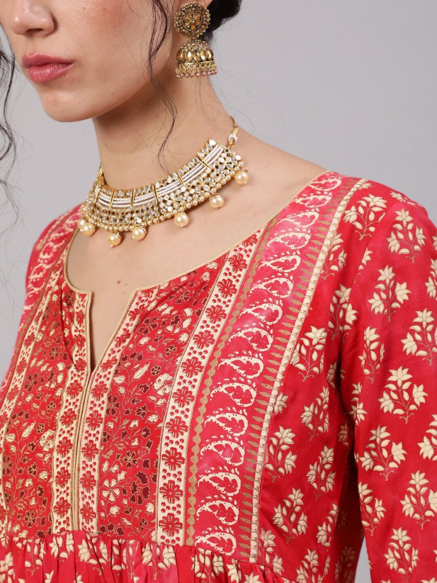 Aks Ethnic Motifs Printed Cotton Anarkali Kurta