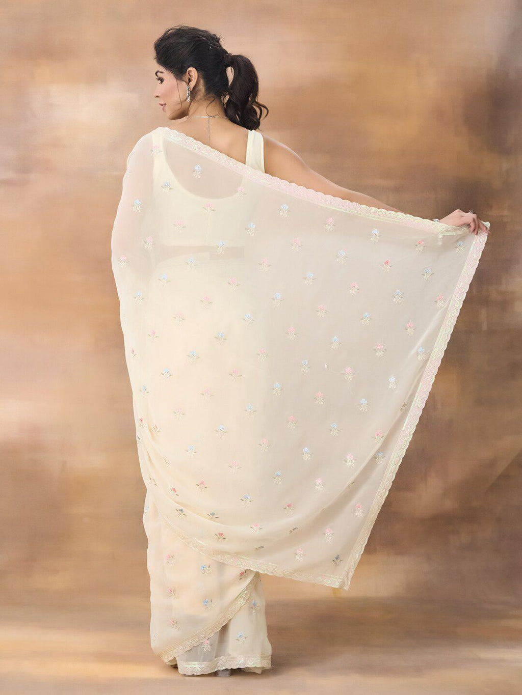 kasee Floral Embroidered Saree