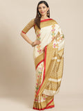 Saree Mall Beige & Cream-Coloured Printed Saree
