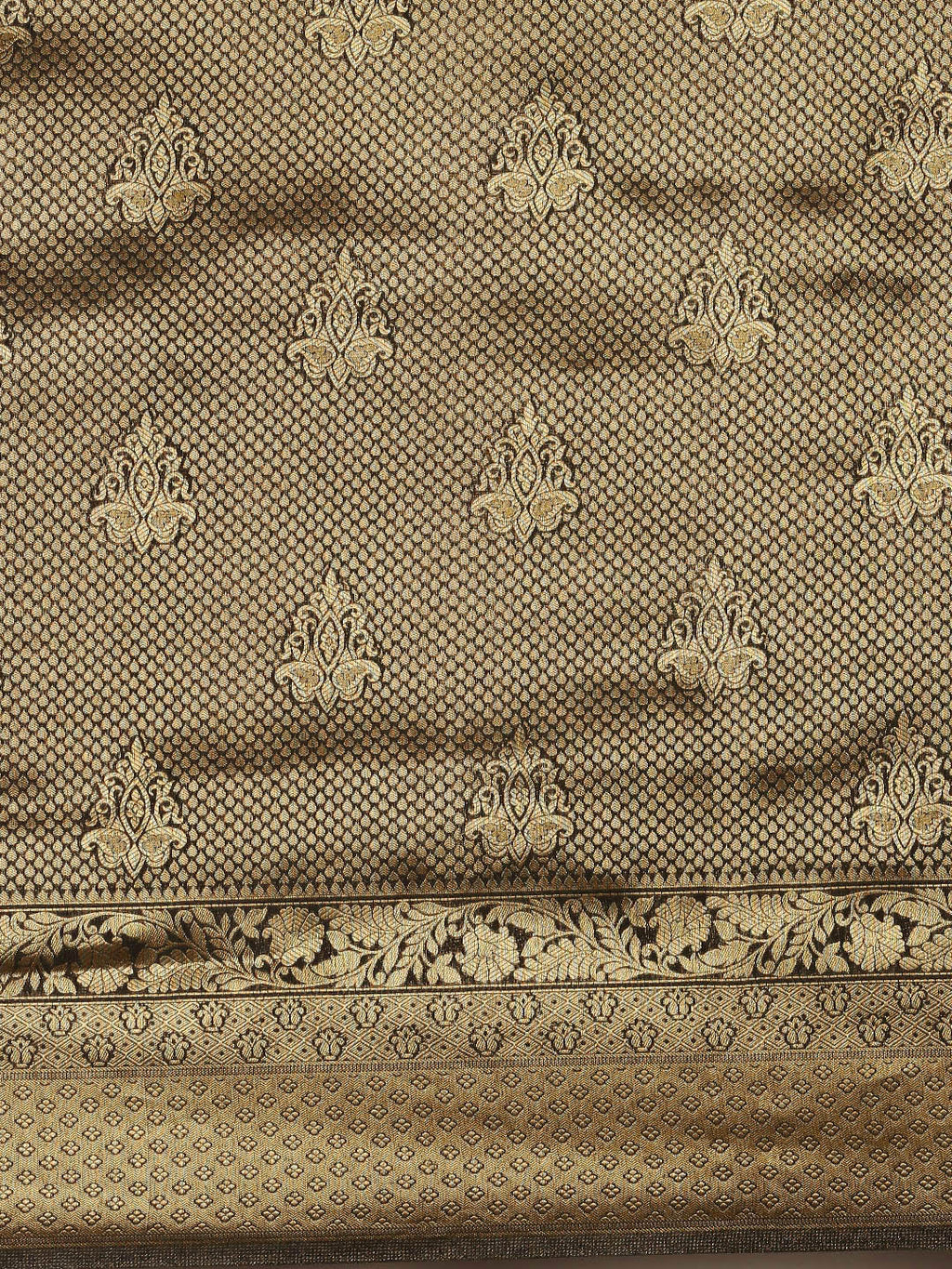 Saree Mall Black & Gold-Toned Ethnic Motifs Zari Silk Blend Banarasi Saree