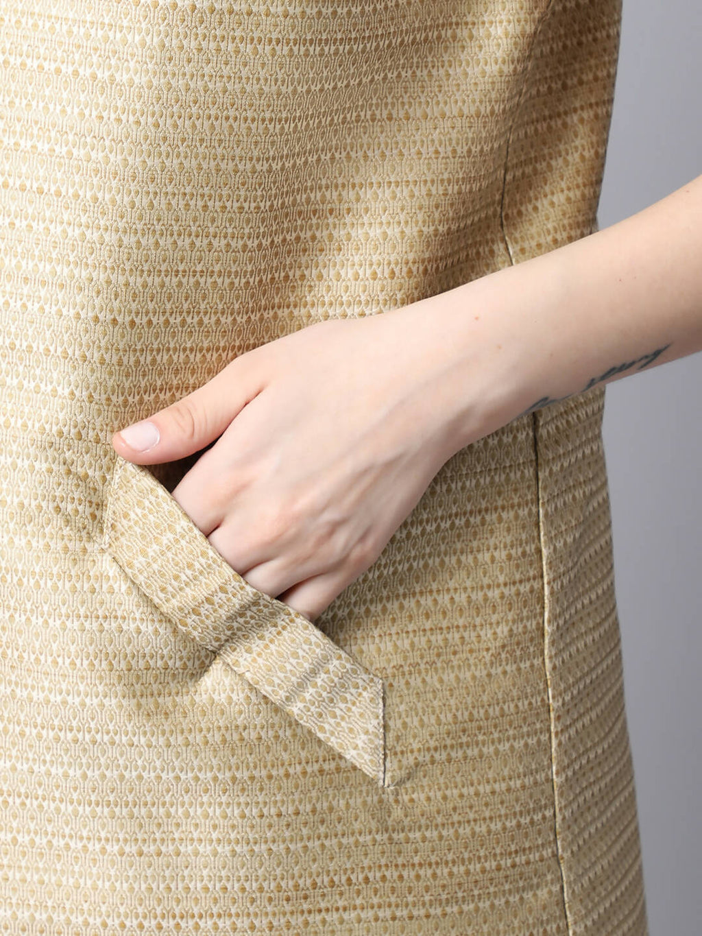 Even Apparels Beige Bansari Silk Open Front Women's Long Coat