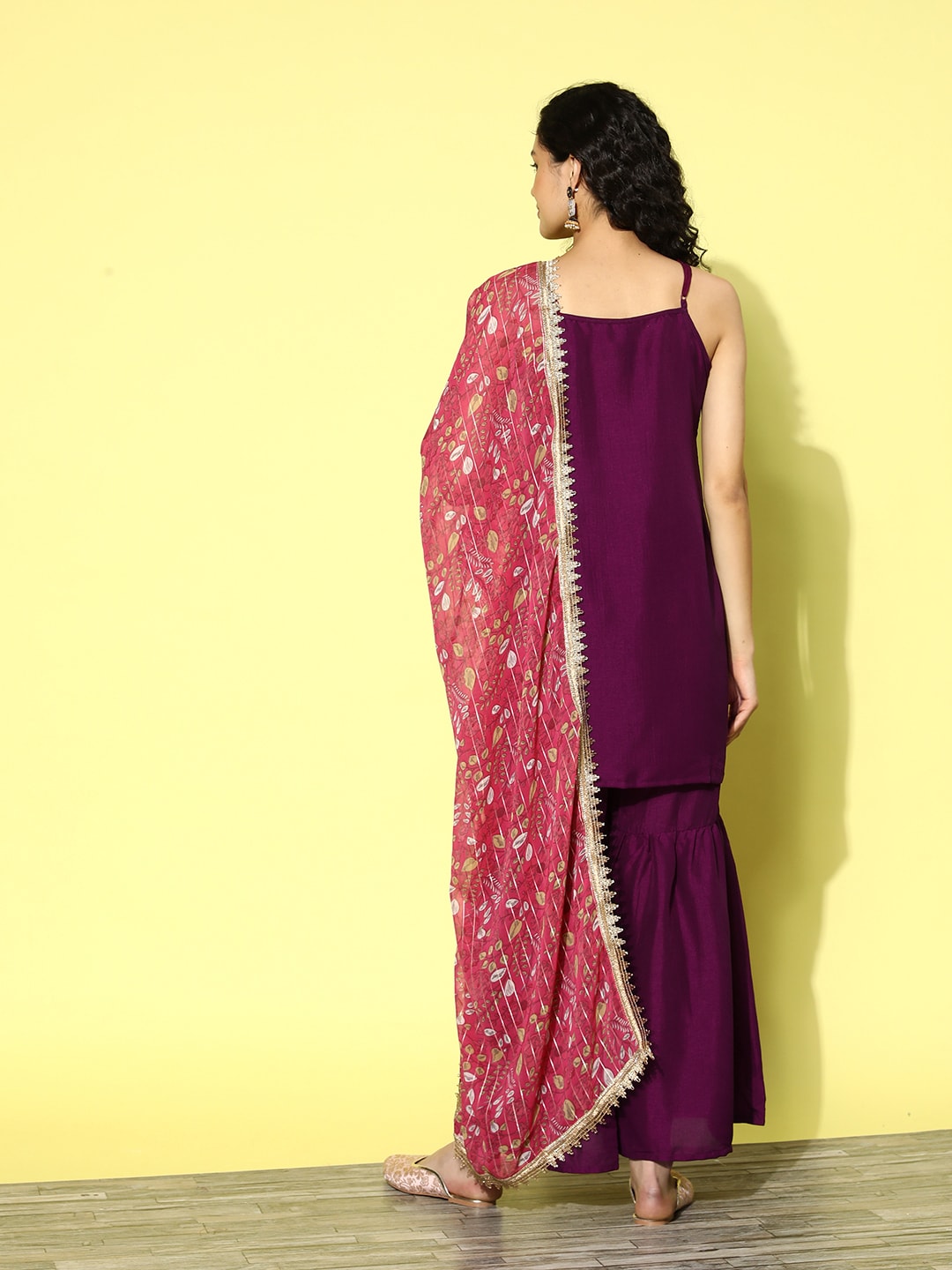 HERE&NOW Gotta Patti Detail Kurta with Sharara & Dupatta