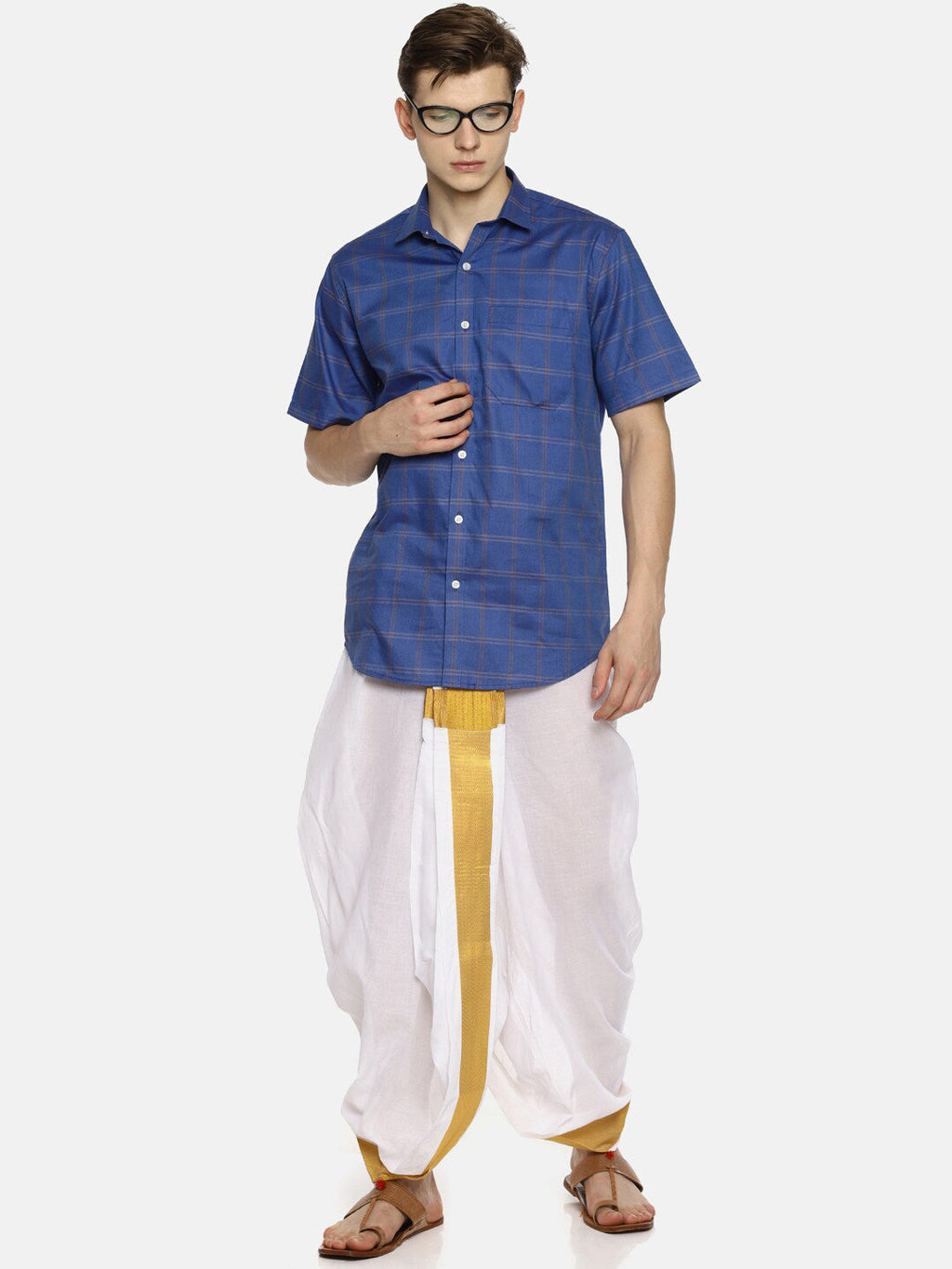 Sethukrishna Men Pack Of 2 White Solid Cotton Readymade Dhoti Pants