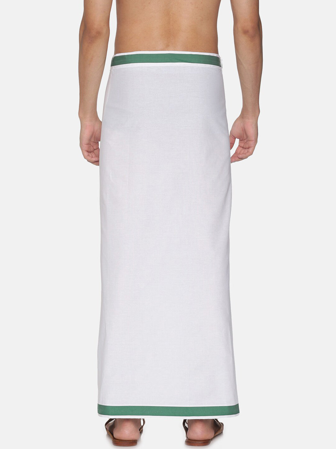Sethukrishna White Solid Cotton Readymade Dhoti For Men