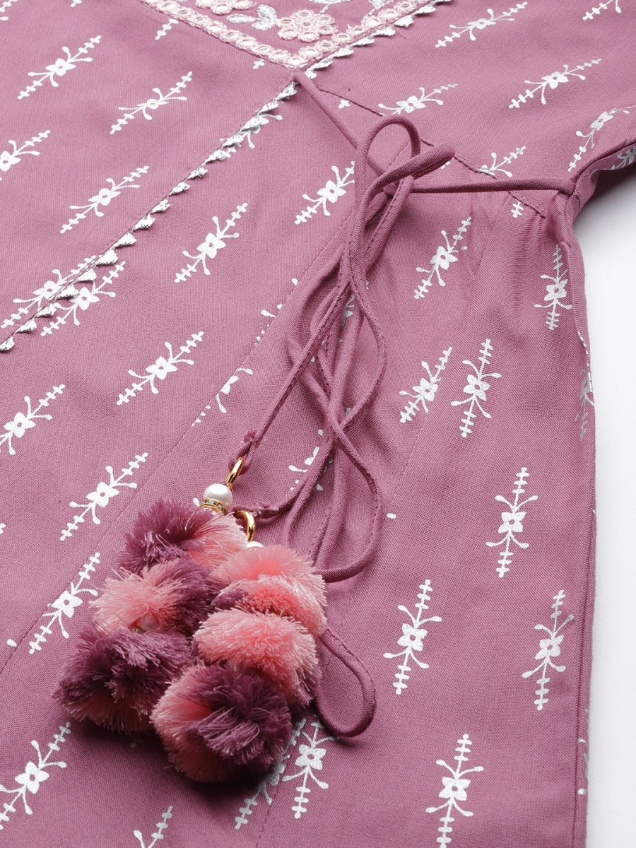 All About You Purple & Silver Ethnic Motifs Gotta Patti Detail Kurta