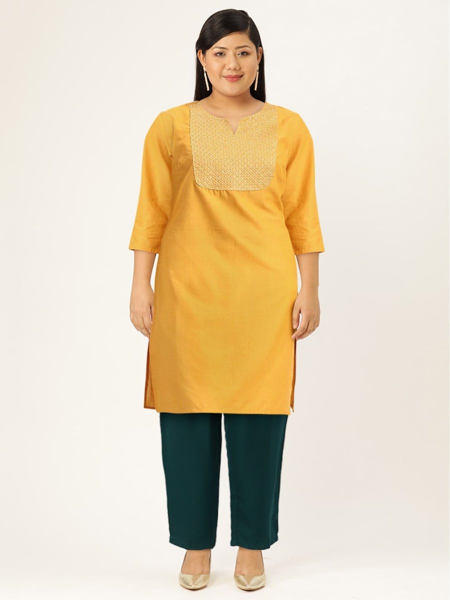 All About You Women Yoke Zari Detail Kurta