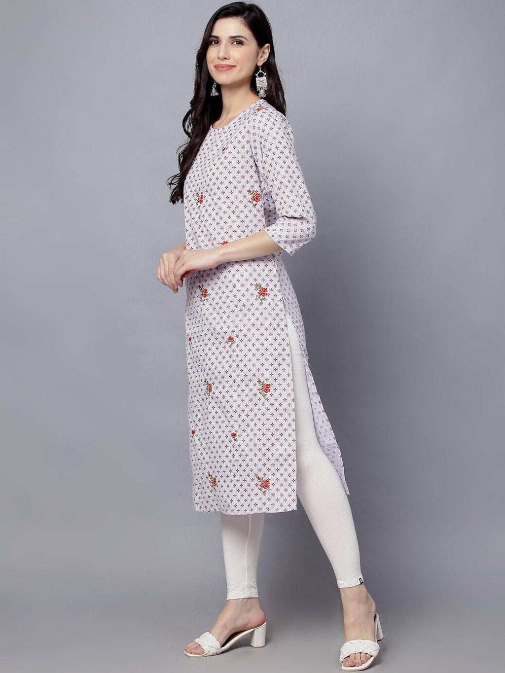 HERE&NOW Women Geometric Checked Patchwork Kurta