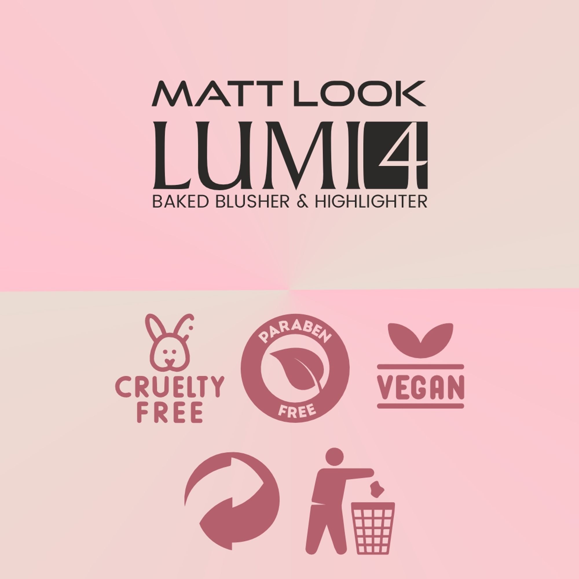 Matt Look Lumi 4 Baked Blusher & Highlighter - Dewy Rose