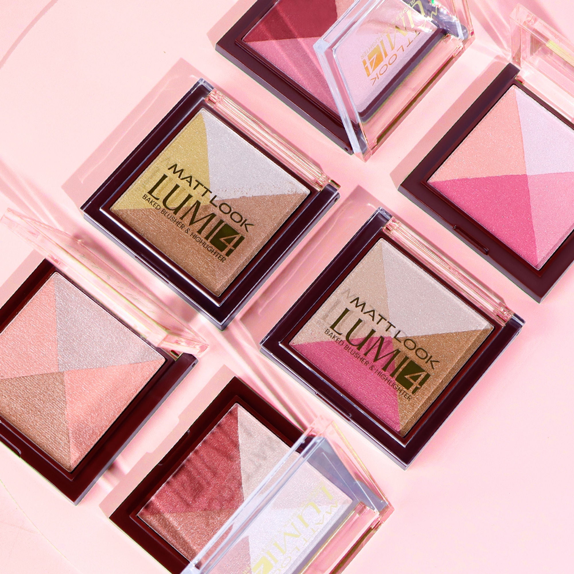 Matt Look Lumi 4 Baked Blusher & Highlighter - Dewy Rose