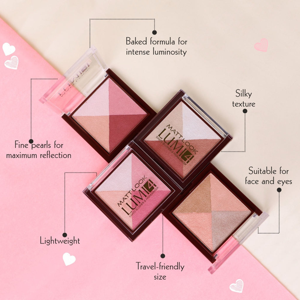 Matt Look Lumi 4 Baked Blusher & Highlighter - Fresh Glow