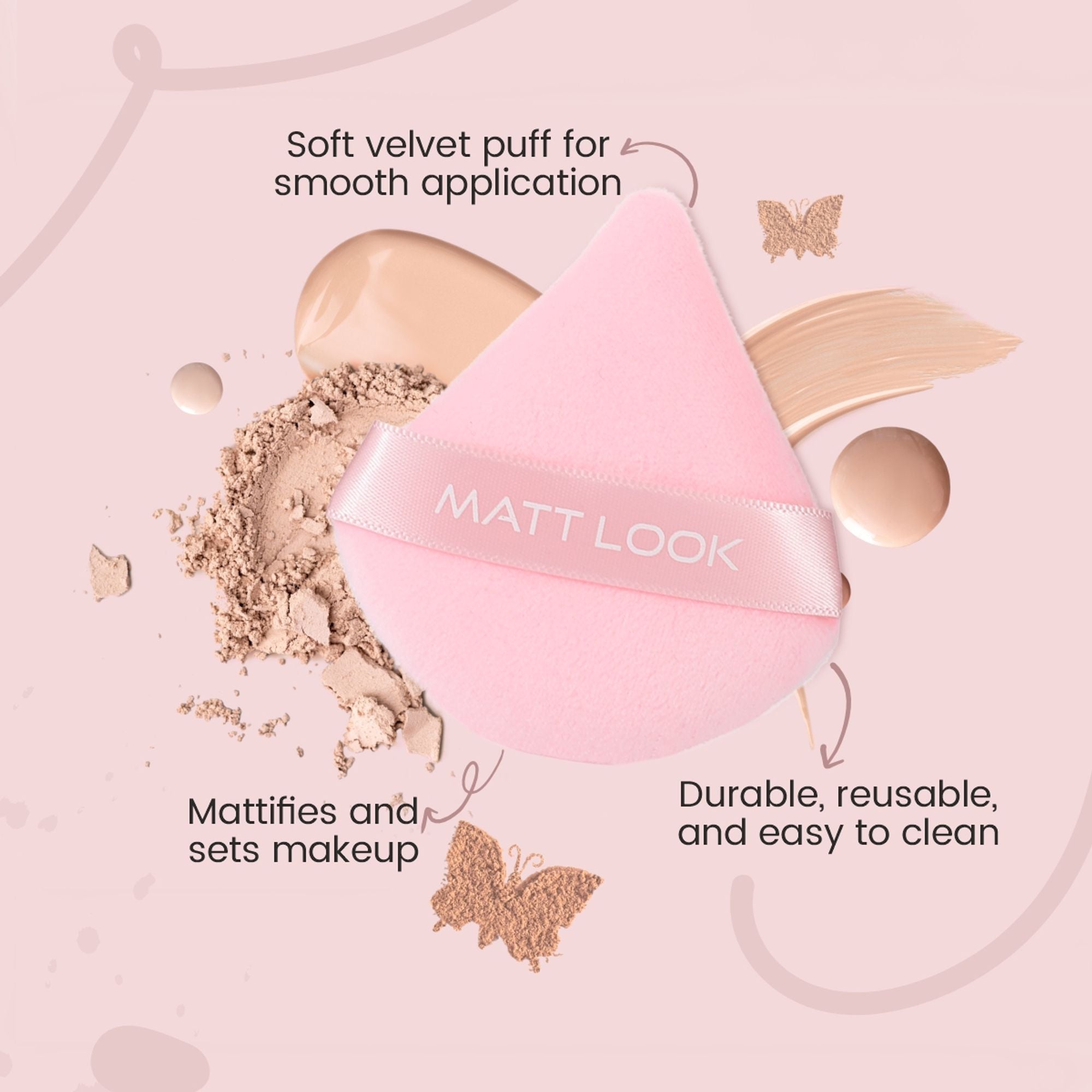 Matt Look Pizza Clouds Powder Mauve Puff - Pack Of 2