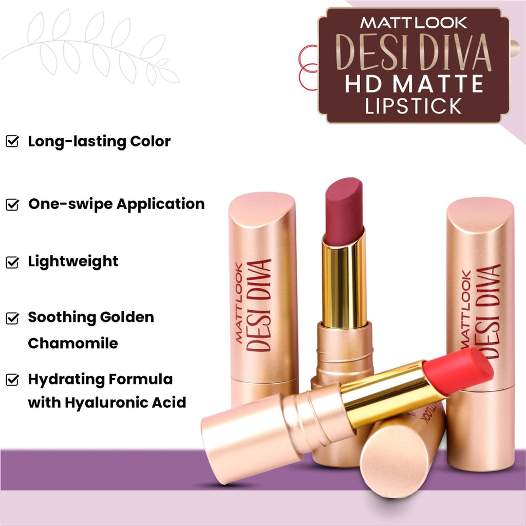 Matt Look Desi Diva HD Matte Lipstick - Brownie Bite-16