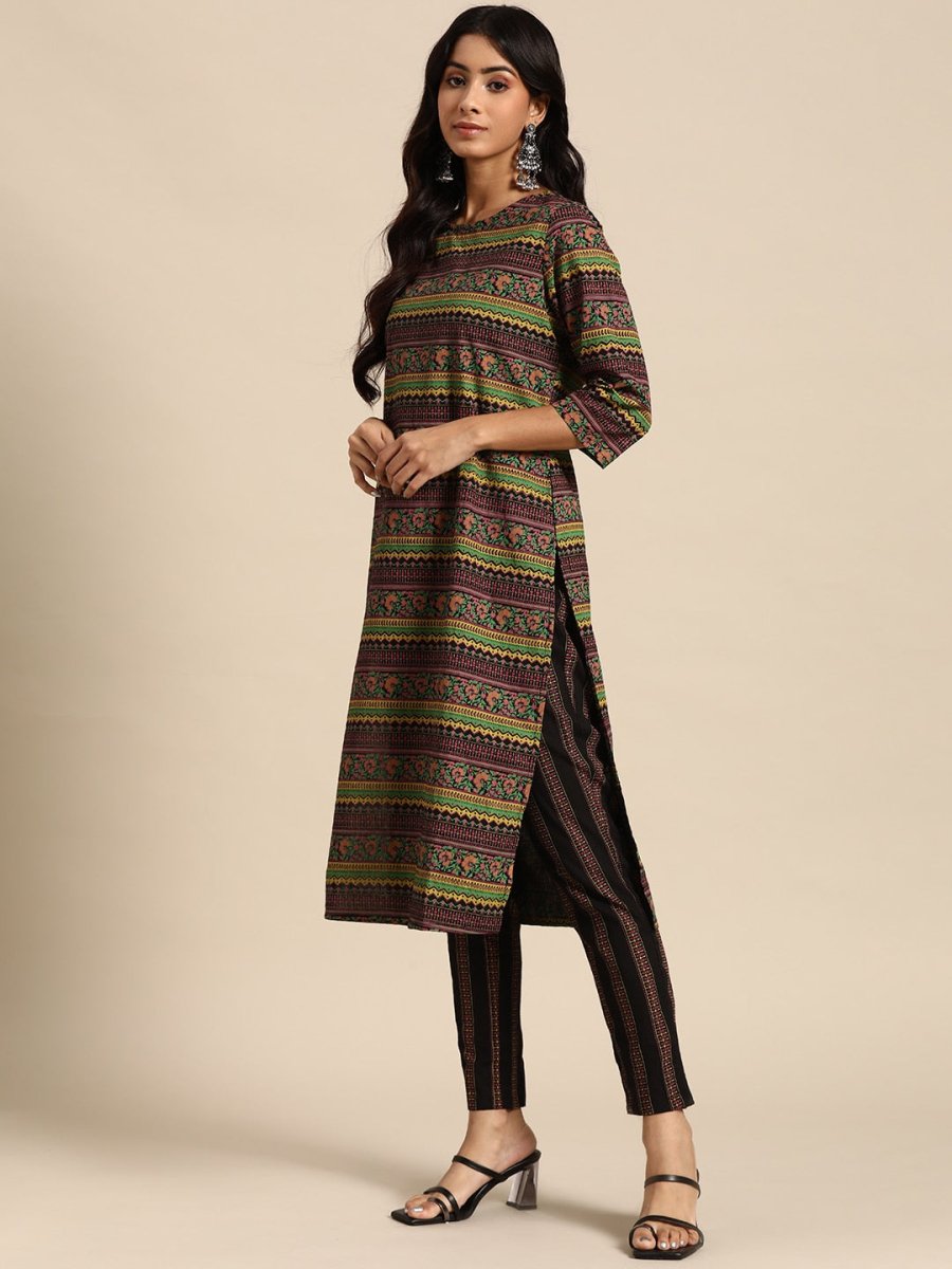 All About You Women Ethnic Motifs Printed Pure Cotton Kurta with Trousers