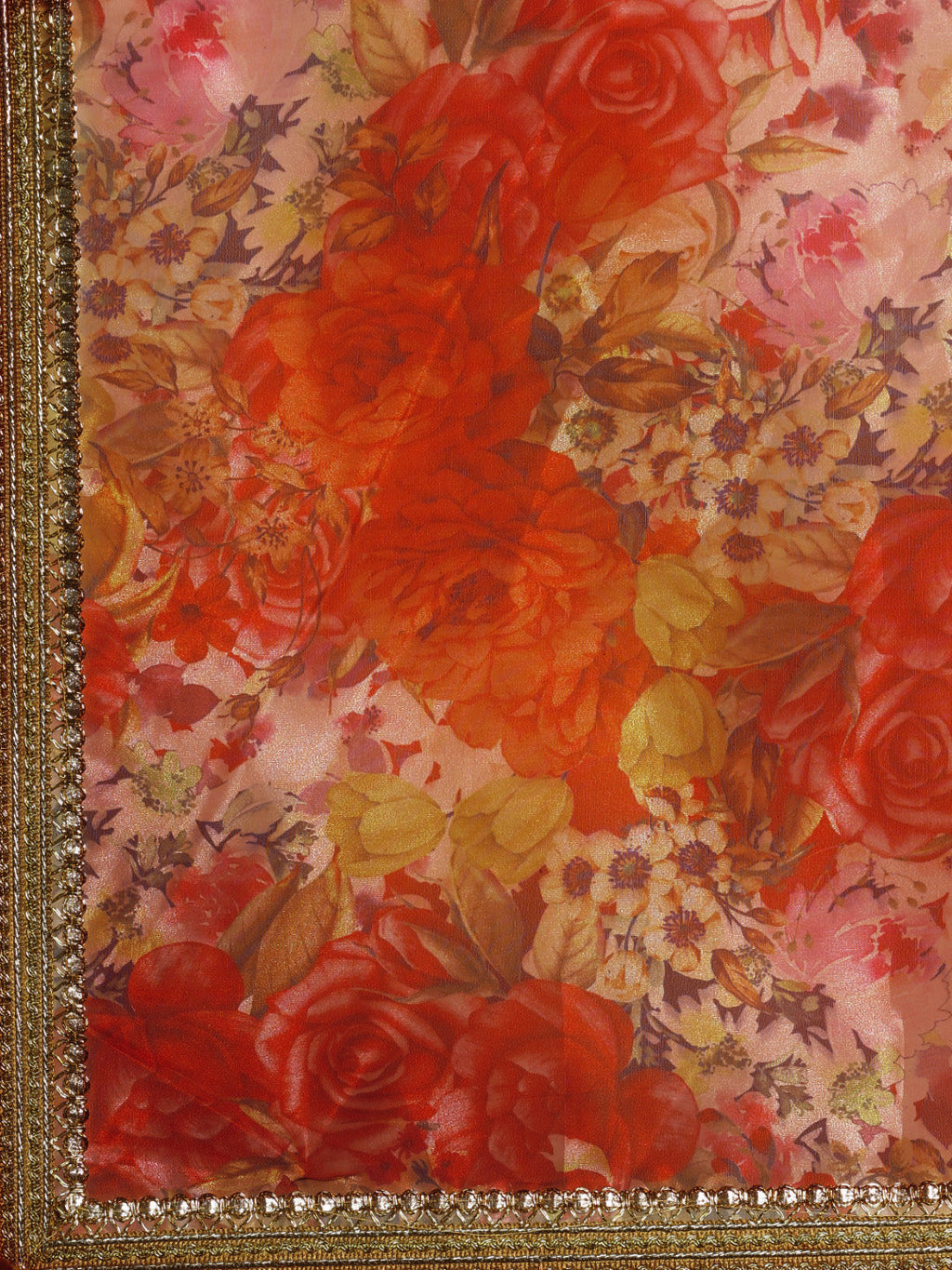 Tikhi Imli Red Floral Organza Saree