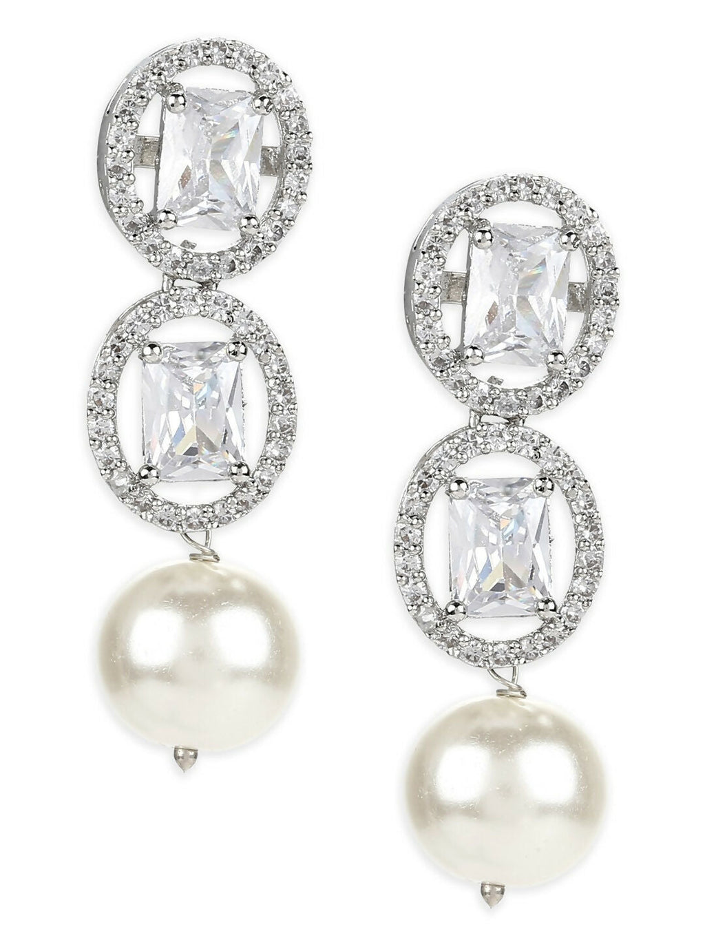 Stone Earrings with Pearls Drop- Ruby Raang