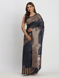 Shree Shyam Fashion Linen Cotton Navy Blue Saree