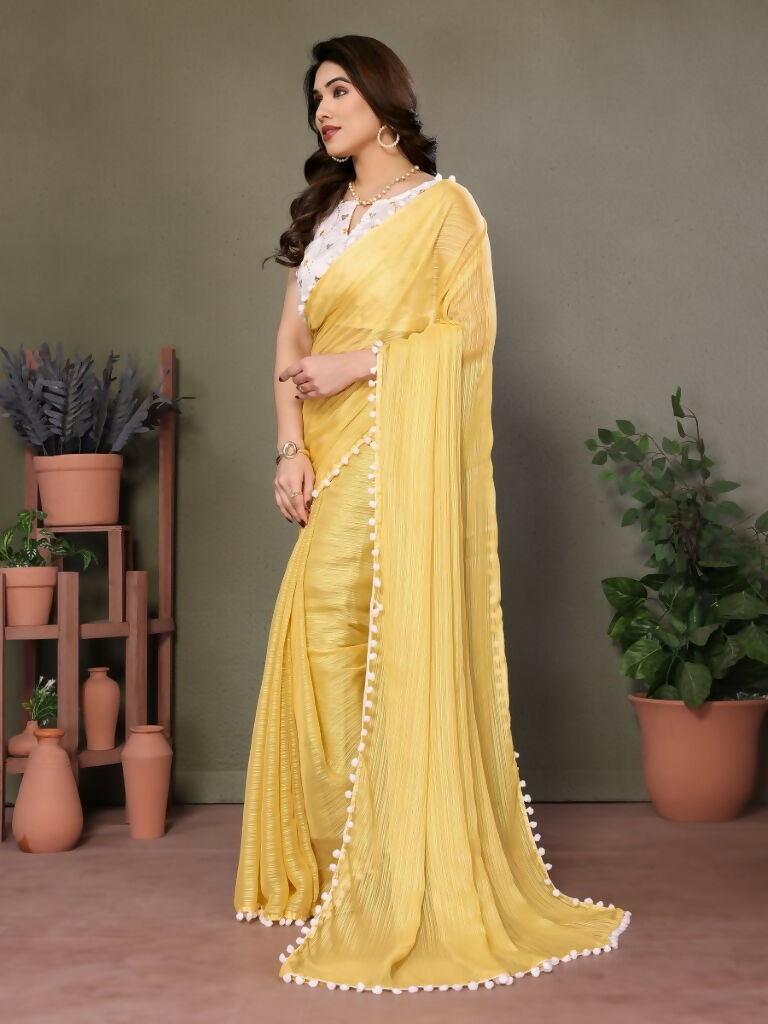 Designer Partywear Yellow Banglor Fancy Saree - Kanak
