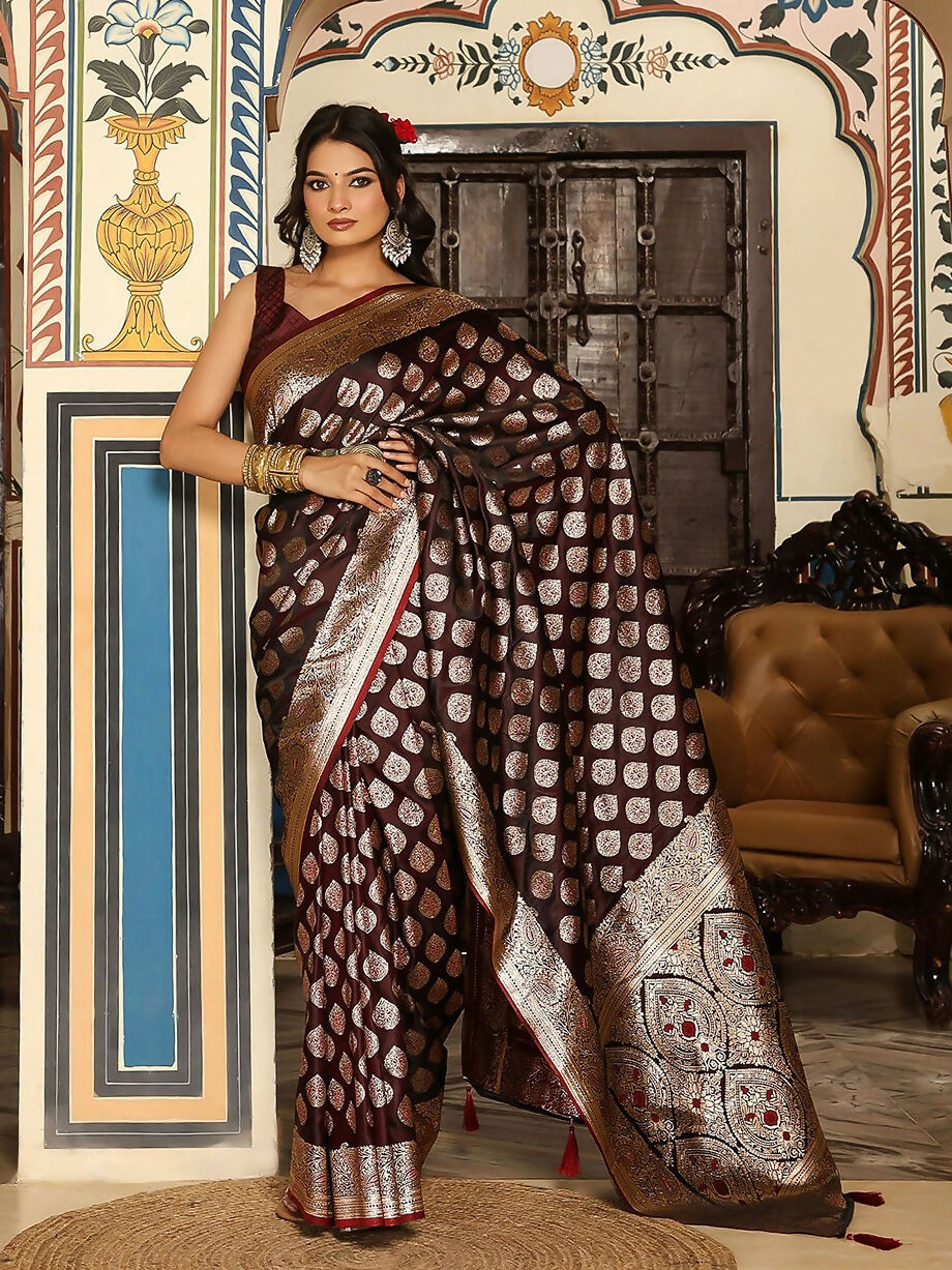 Shree Shyam Fashion Wine Silk Saree