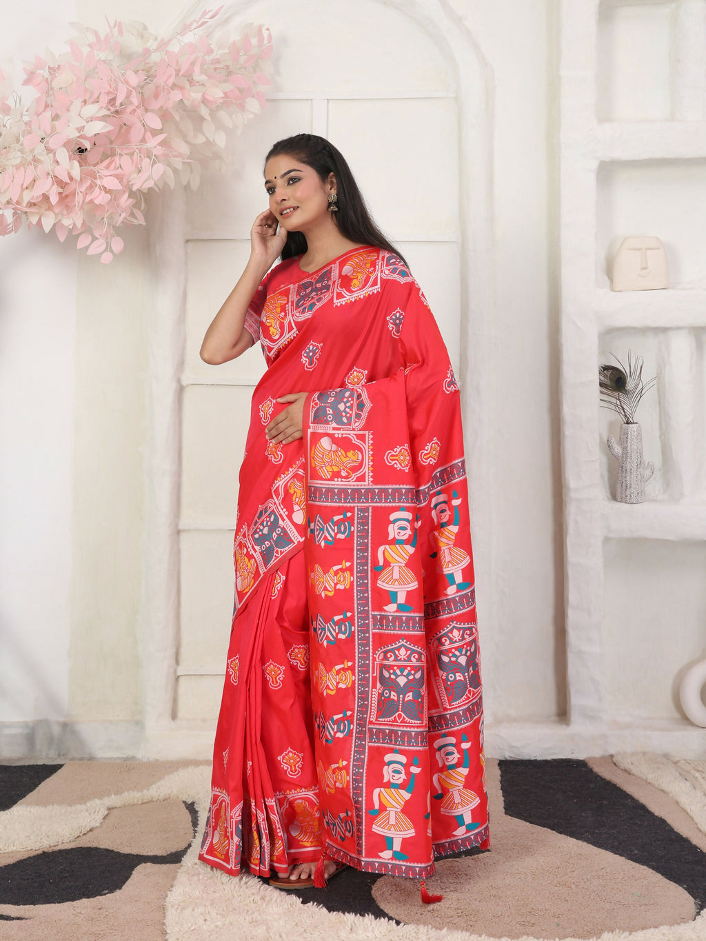 Shree Shyam Fashion Silk Blend Red Saree