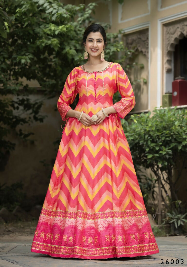 Wedding Designer Multi Soft Dola Silk Anarkali suit with Dupatta - Samanta