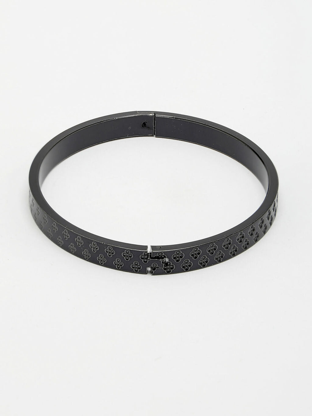 NVR Men's Black Rhodium-Plated Stainless Steel Kada Bracelet