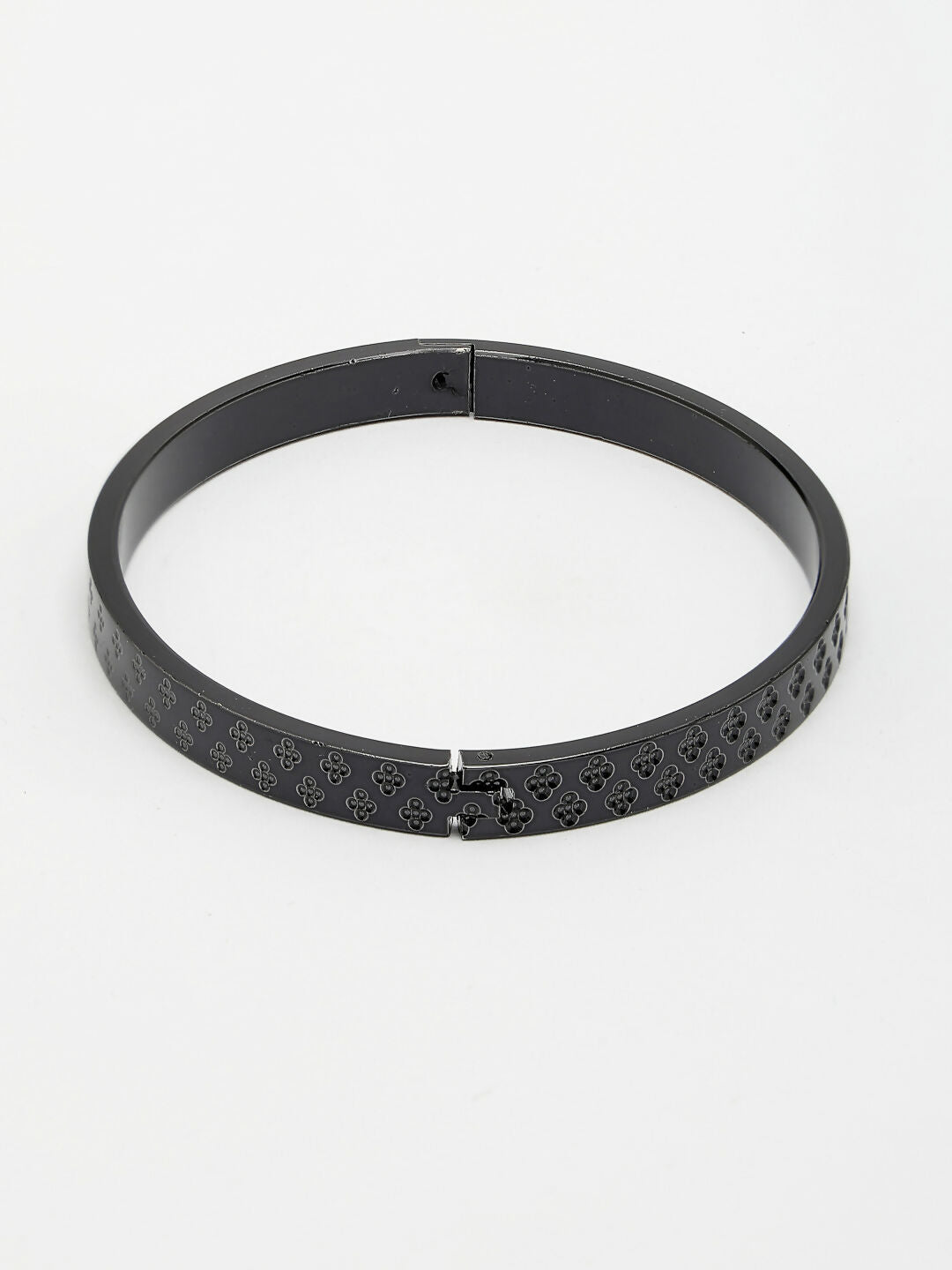 NVR Men's Black Rhodium-Plated Stainless Steel Kada Bracelet