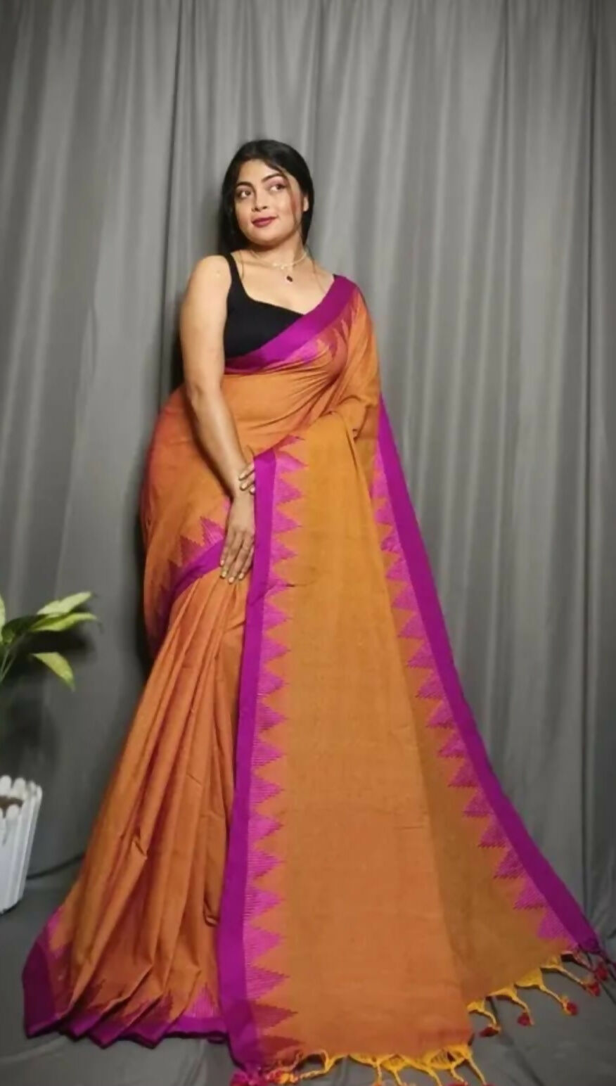 Exclusive Collection Beautiful Mustard Pure Cotton Woven Handloom Saree With Running Blouse Piece