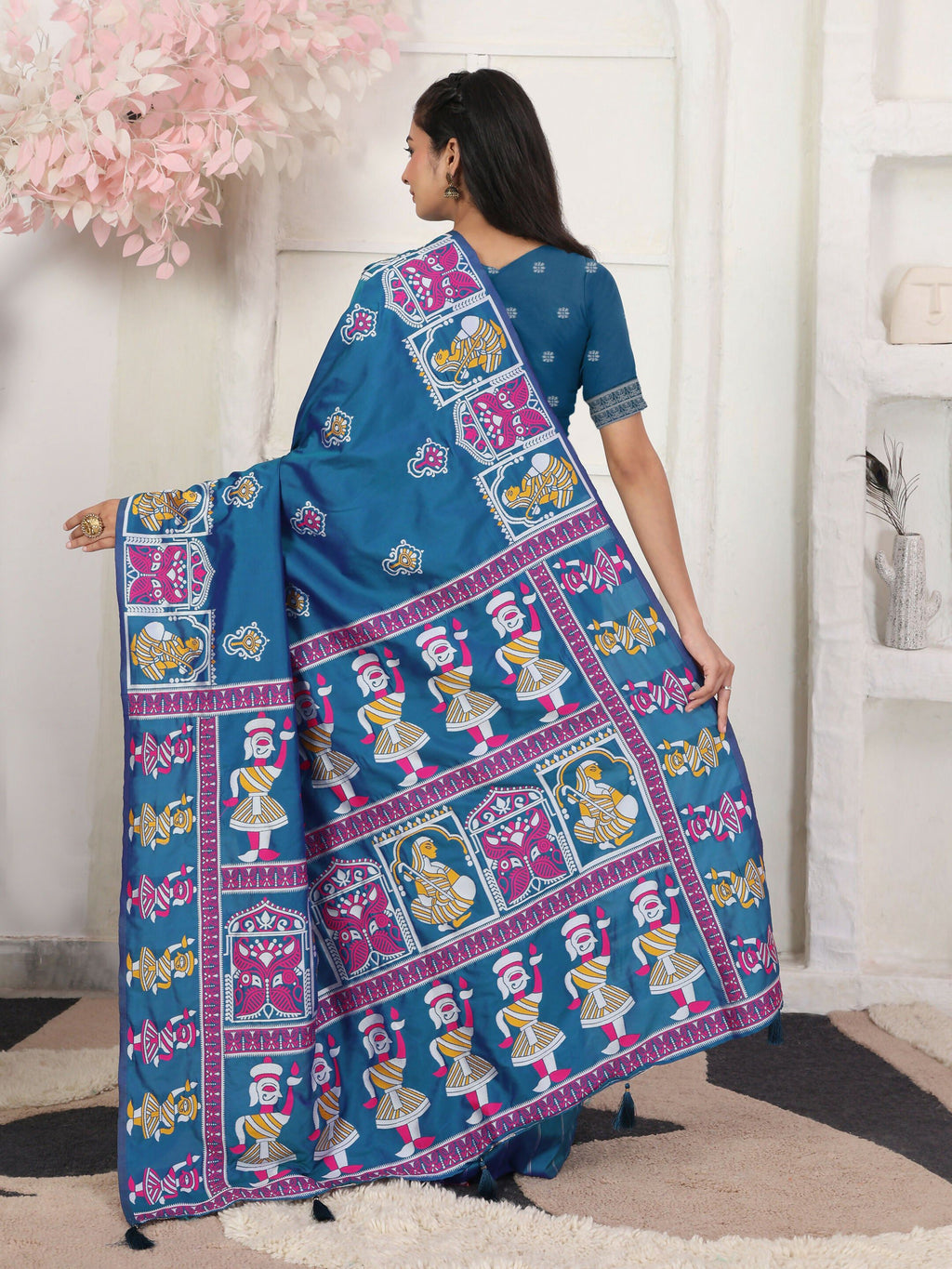 Shree Shyam Fashion Silk Blend Teal Blue Saree