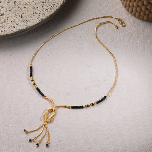 AanyaCentric Gold-Polished Mangalsutra & Ring Set