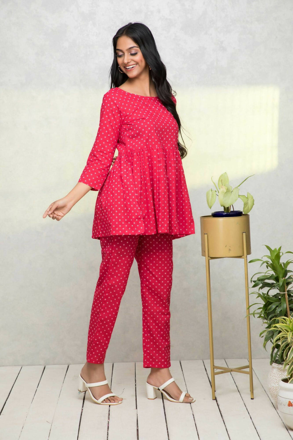 Myshka Women Red Printed Co-Ords
