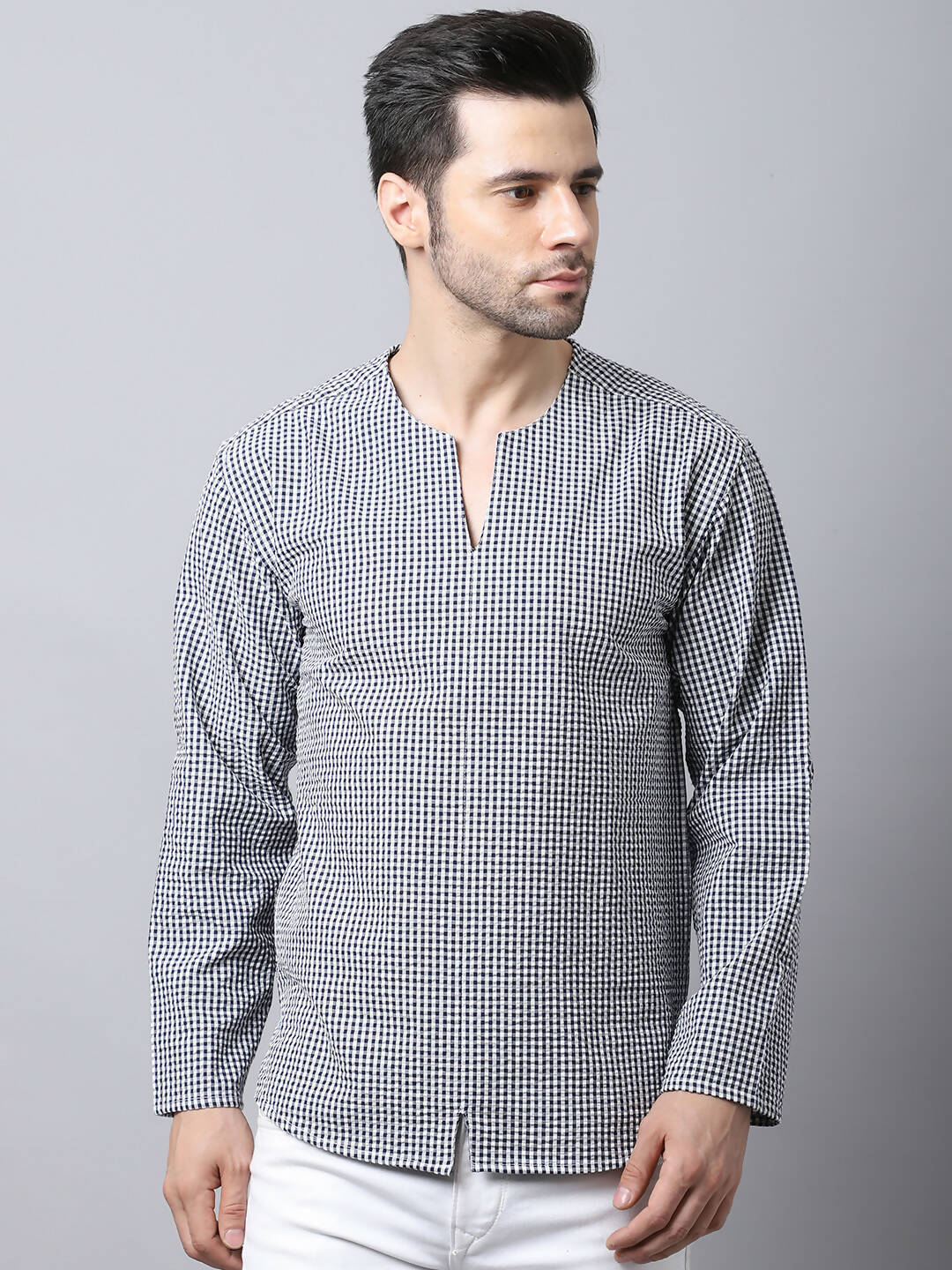 Even Apparels Multi Pure Cotton Round Neck Slit Men's Kurta