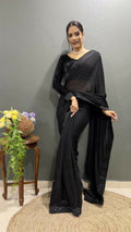 Vastranavya Black Rangoli Silk Swarovski work Ready to Wear Saree