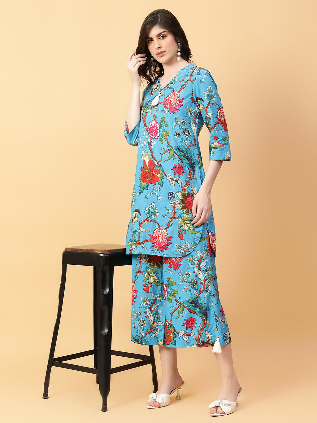 Joban Fashion Black Cotton Printed & Hand Work Co-ord Set