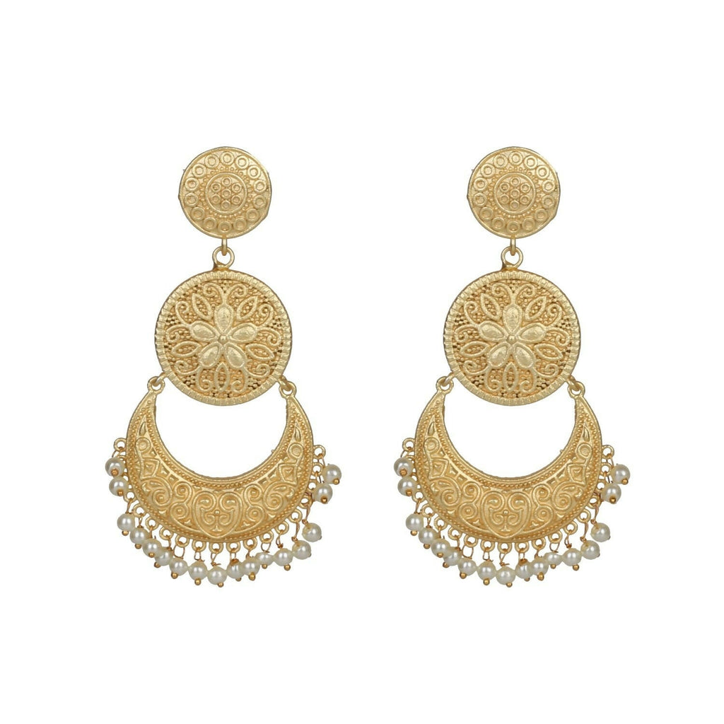 Joban Fashion Women Matte Gold Brass Earrings