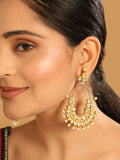Nuyug 22k Gold Plated Royal Pearl Accent Kundan Earrings