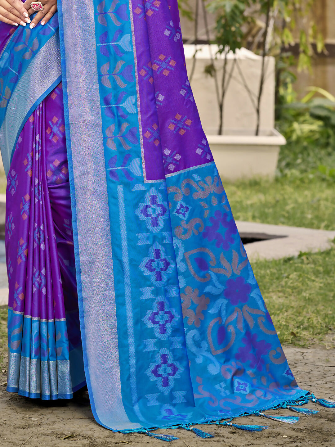 Shree Shyam Fashion Pochampalli Silk Violet Saree