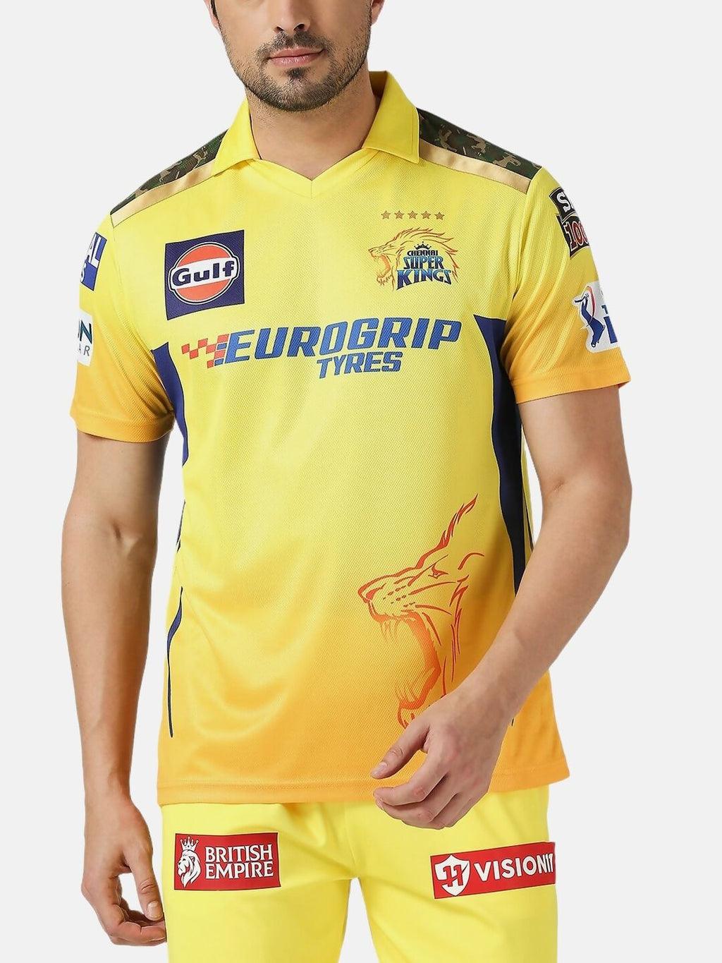 playR Men Printed Polo Collar Dri-FIT CSK Fan Jersey IPL, T20