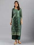 Sea Green Chinon Digital Printed With Hand Work Kurta - Himanshi