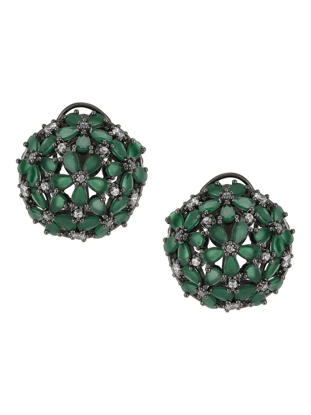 Diamond & Green Stone Earrings- Ruby Raang